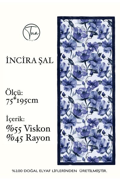 TUA İPEK ȘAL DE PERLE din mătase organică de viscoză - Motiv floral