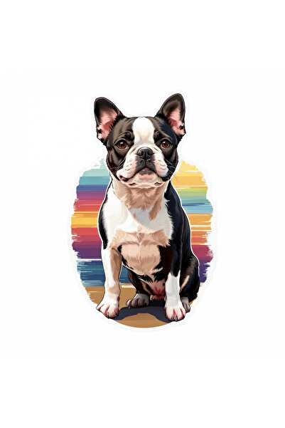 INOVATIX Set de 8 piese, autocolant pentru câini Boston terrier, INOVATIX®. 6 cm