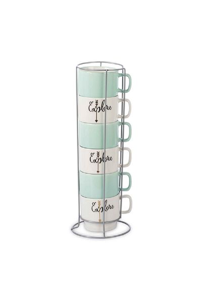Bien Servi 7-Piece Coffee Mug and Stand Set