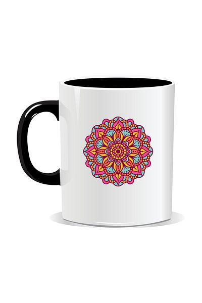 OEM Personalized mug with mandala, Mandala brgyad - Black interior