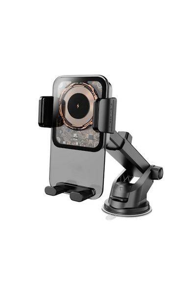 OEM Suport Telefon Auto 2 in 1, Incarcare Wireless 15W, Negru