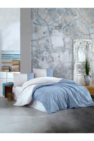 YÜNTEKS طقم غطاء لحاف مزدوج من كريستال رانفورس باللون الأزرق زارا