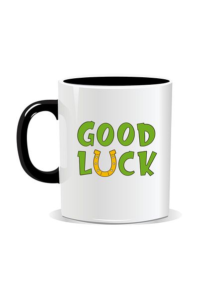 OEM Personalized mug with March 1st message, Good Luck - Black interior