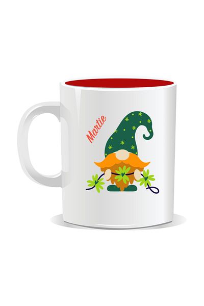 OEM Personalized mug with March 1st message, March with dwarf - Red interior