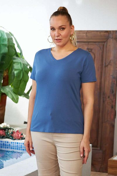RMG Plus Size T-Shirt V-Neck Cotton Fabric