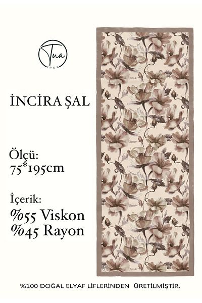 TUA İPEK Organic Viscose Silk İnci̇ra Shal - Floral Pattern