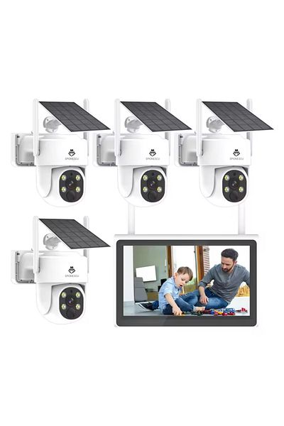 Spionescu Complete video surveillance kit with 4 cameras and solar panel, K8510, WIFI, 4MP, 1 TB, 9000mAh