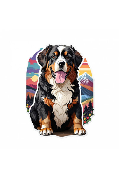 INOVATIX Set de 8 autocolante cu câine de munte Bernese, INOVATIX®. 6 cm