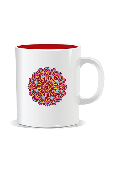 OEM Personalized mug with mandala, Mandala brgyad - Red interior