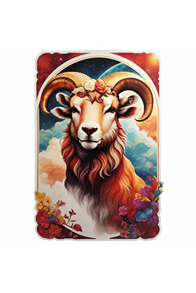 INOVATIX Set de 8 piese, autocolant cap de berbec, simbol al zodiei Berbec, I...