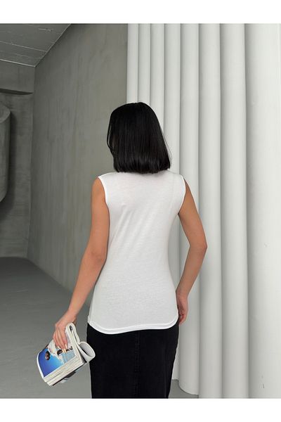 luna miratto collection Γυναικείο λευκό αμάνικο κορμάκι μισό λαιμό