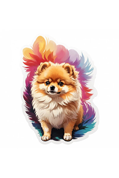 INOVATIX Set de 8 piese, autocolant câine Pomeranian, INOVATIX®. 6 cm