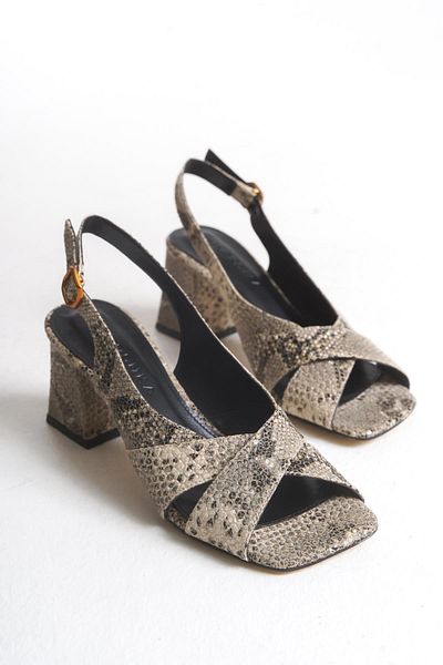 Niloshka Sandale de damă MONTER Beige Snake Cross