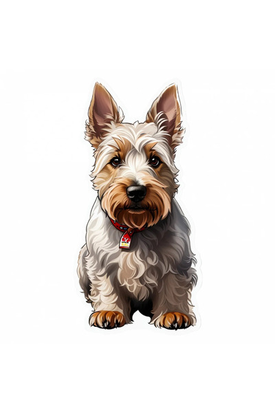 INOVATIX Set de 8 piese, autocolant pentru câini Scottish terrier cu medalion, INOVATIX®. 6 cm