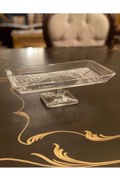 ALİNA HOME Rectangle Glass Pedestal Cake/Biscuit Stand