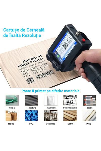 Influential Tech Inkjet cartridge for barcode, logo, expiration date, handheld, pistol type, 12.7mm, black