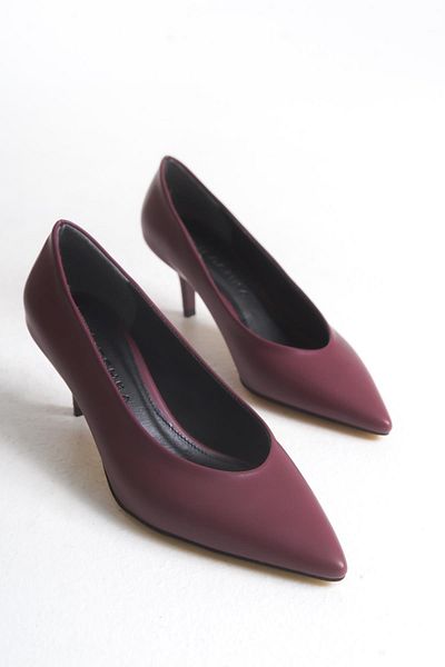 Niloshka Bueno Burgundy Skin Stiletto Shoes
