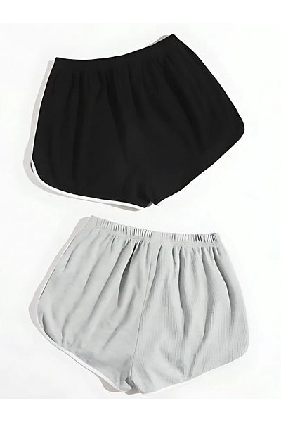 BEETON 2 Pack Plain Dolphin Mini Shorts - Unprinted Short Without Cords