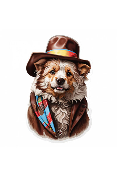 INOVATIX Set de 8 piese, autocolant câine York ciocolată cu jachetă și căciulă, INOVATIX®. 6 cm