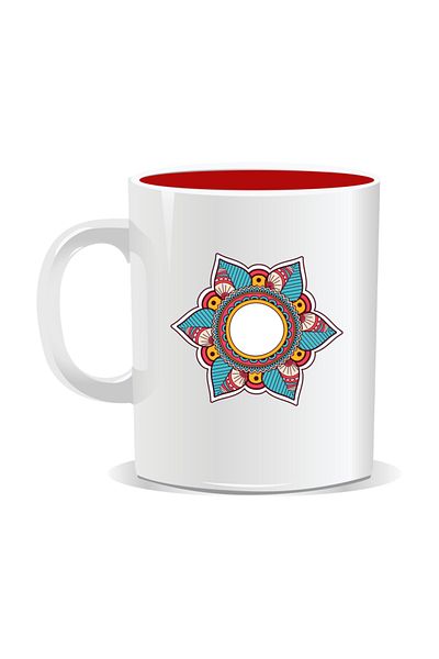 OEM Personalized mug with mandala, Mandala bdun - Red interior