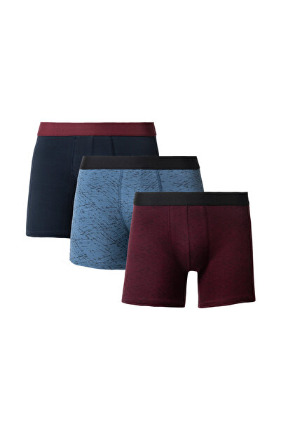 Spettro Erkek Boxer 3'lü Paket-Pamuklu-Bordo Renk