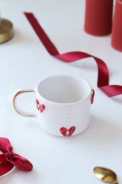 ada mia seramik 24K Gold Decorated Ceramic Mug with Handmade Bow Design