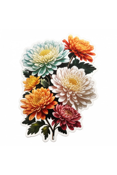 INOVATIX Set de 8 bucăți, autocolant buchet de crizanteme, INOVATIX®. 6 cm