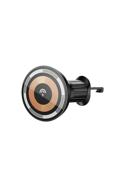 OEM Suport magnetic pentru telefon, încărcare wireless 15W, suport cu grilă de ventilație, negru-maro