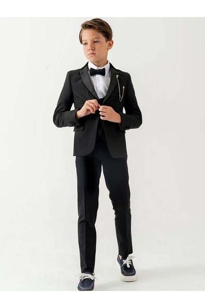 Zekids Boy's Double Collar Pin Detailed 5 Piece Suit