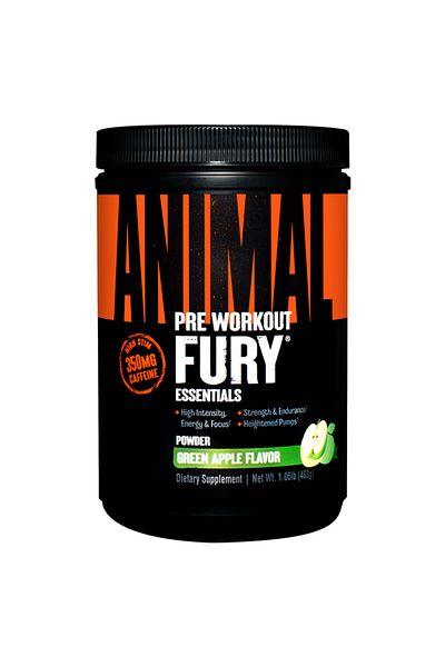 Universal Nutrition Animal Fury, Pre Workout Powder, Green Apple, 30, Strong Pumping, Unlimited Focus