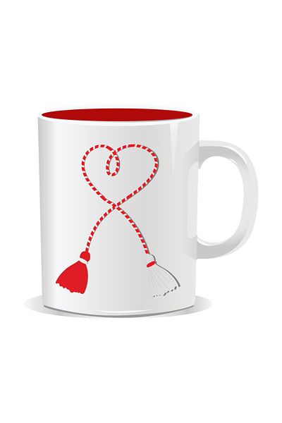 OEM Personalized mug with March 1st message, Martisor string - Red interior