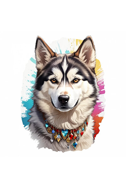 INOVATIX Set de 8 piese, autocolant câine Husky Siberian, INOVATIX®. 6 cm