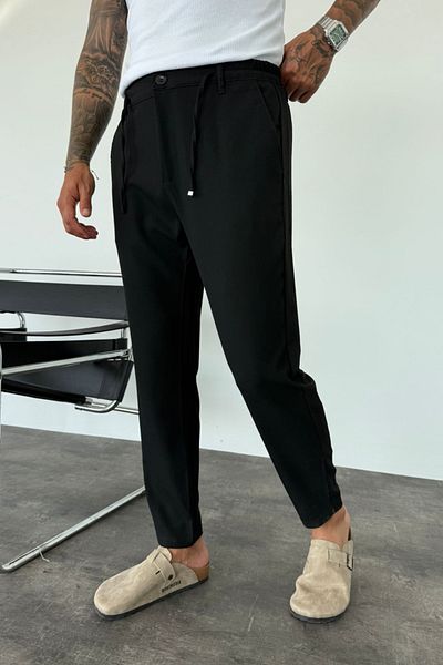 MADZEYMODA Ανδρικό μαύρο υφασμάτινο παντελόνι KE-1046
