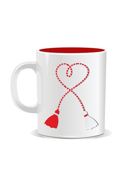 OEM Personalized mug with March 1st message, Martisor string - Red interior