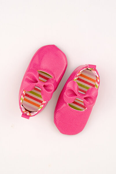 Nami Baby Shiny Leather Look Bow Pink Baby Girl Booties – First Step Shoes