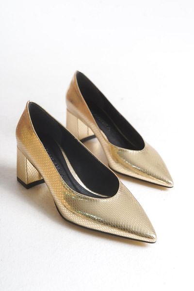 Niloshka Pantofi stiletto metalic MERYLIN Gold Snake
