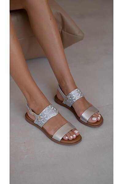 ECENİN BUTİĞİ Telles Lame Hakiki Deri Kadın Terlik