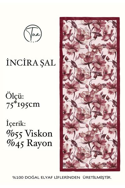 TUA İPEK ȘAL DE PERLE din mătase organică de viscoză - Motiv floral