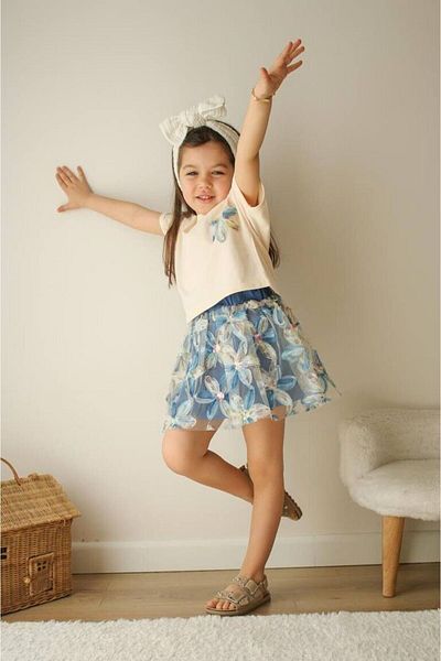 PEMBE Zambak Model Girl's Short Sleeve Skirt Suit