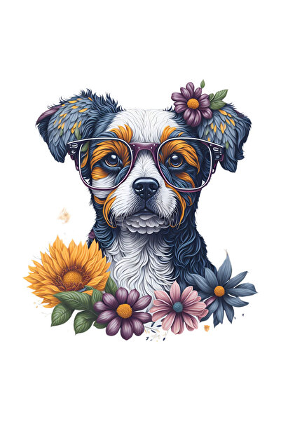 INOVATIX Set de 8 piese, autocolant câine cu ochelari, INOVATIX®. 6 cm