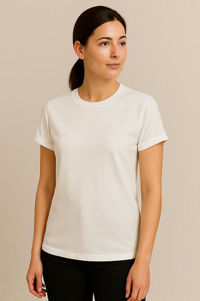 vikitekno Cycling Collar Sleeves Fold Slim Fit Belt Top Women's T-Shirt