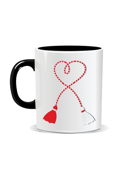 OEM Personalized mug with March 1st message, Martisor string - Black interior