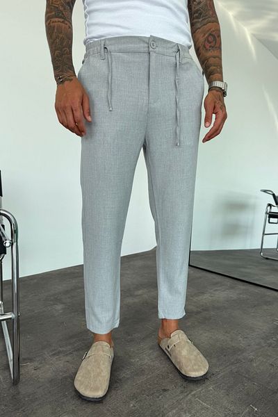 MADZEYMODA Ανδρικό γκρι υφασμάτινο παντελόνι KE-1046