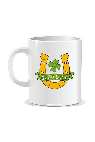 OEM Personalized mug with March 1st message, Good Luck Horseshoe - White interior