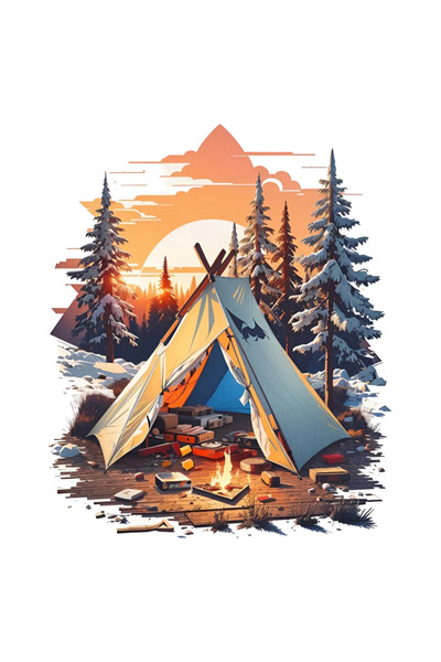 INOVATIX Set de 8 piese, autocolant Camping în natură, INOVATIX®. 6 cm