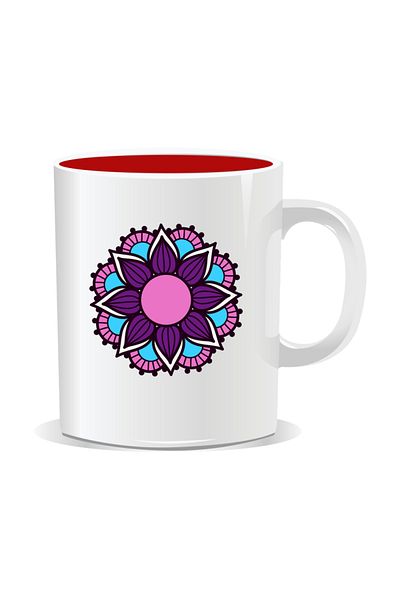 OEM Personalized mug with mandala, close Mandala - Red interior