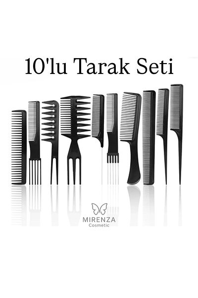 MERRYS 10 Piece Professional Hairdresser Comb Set - Hair Cutting, Parting, Styling and Blow Dry Comb