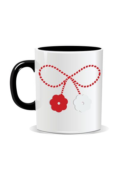 OEM Personalized mug with March 1st message, Flower string - Black interior
