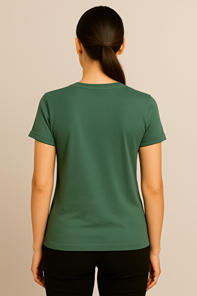 vikitekno Γυναικείο μπλουζάκι με λαιμόκοψη και μανίκια που διπλώνουν στην κορυφή της ζώνης