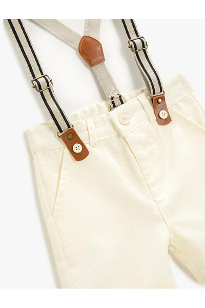 Zeyder Kids Baby Boy Suspender Linen Shorts